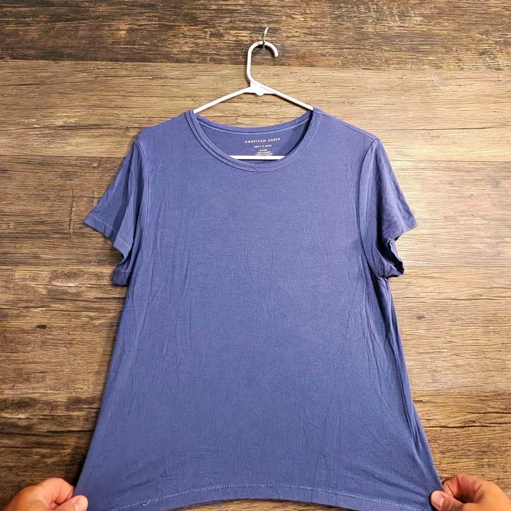 American Eagle Outfitters Women's‎ Blue Short Sleeve Tee